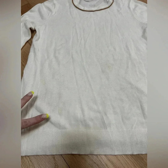 Court & Rowe Ivy League Crewneck Sweater Antique White Tan XS NWT - Picture 8 of 9